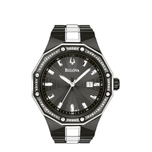 Bulova Mens 98E110 Diamond Case Black Dial Watch