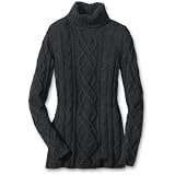 Eddie Bauer Fisherman Cable Turtleneck Sweater, Heather Coal M Petite