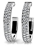 51gHtlSR5kL. SL160  14k/18k White & Yellow Gold, Classic Double Row Diamond Round Hoop Earrings, 2.5 ct. (Color: GH, Clarity: SI1)