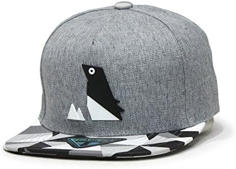 Animal Embroidered Flat Brim Adjustable Snapback Cap (Dog, Cat, Bear,Panda, Penguin) (Penguin Gray)