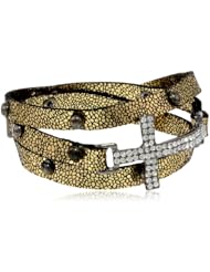 Steve Madden Metallic Cross Wrap Bracelet, 7.5"