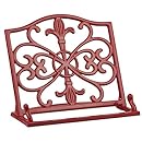 Home Basics Cast Iron Fleur De Lis Cookbook Stand, Red