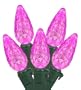 Set of 70 LED Hot Barbie Pink C6 Christmas Lights - Green Wire
