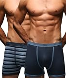 Mens 2 Pair Jeep Hipster Stripe & Plain Trunks In Navy