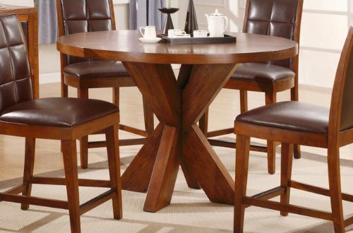 Modus Furniture Hudson Round X Base Counter Table, Mocha
