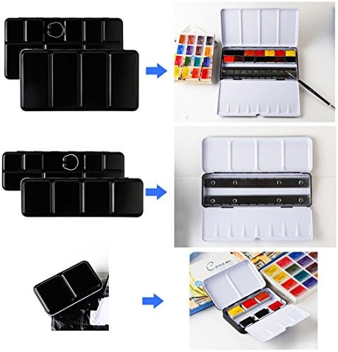 Joypower Solid Watercolor Empty Case For 12 24 48 Half Pans Colors Artist Paint Iron Box (48 half pans / 24 pans)