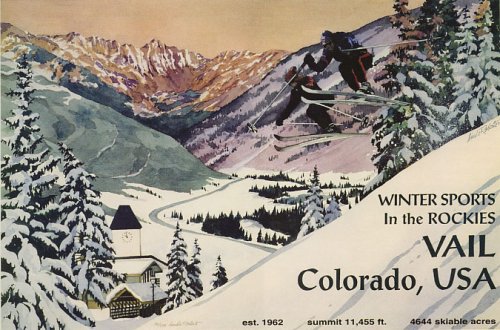SKI WINTER SPORT VINTAGE POSTER REPRO ROCKIES VAIL COLORADO