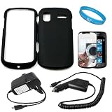 Protective Black Rubberized Crystal Hard Case Cover for Samsung Focus Windows Mobile Smart Phone Samsung i917 + Mirror Screen Protector + Rapid Travel Wall Charger + Rapid Car Charger + SumacLife TM Wisdom Courage Wristband