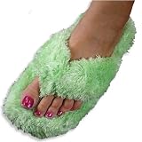 Hang Ten - Girls Soft Plush Slipper Thong, Lime