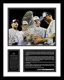 Derek Jeter, Mariano Rivera, Andy Pettitte and Jorge Posada New York Yankees MLB Framed Photograph 2009 World Series Trophy Core Four Milestone