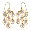 18k Yellow Gold Plated Sterling Silver Genuine Rose Quartz Wire Drop Earrings