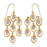 18k Yellow Gold Plated Sterling Silver Rose Quartz Wire Drop Earrings