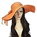 Funnywe Fashion Straw Derby Cap Womens Flax Bow Wide Large Brim Summer Beach Sun Hat