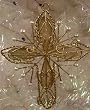 5.25" Gold Capiz Shell Cross With Teardrop Design Christmas Ornament #39433