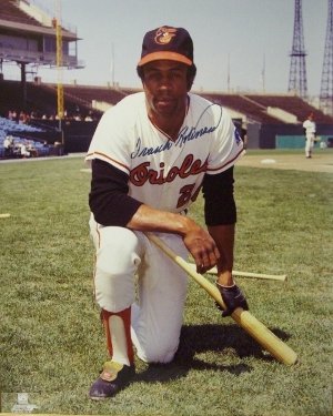 Frank Robinson signed Baltimore Orioles 16x20 Photo blem