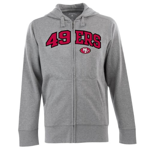NFL Men's San Francisco 49ers Split Applique Full Zip Hood (Greyheather, Small) On Sale