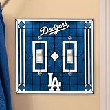 Los Angeles Dodgers - MLB Art Glass Double Switch Plate Cover