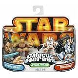 Star Wars GALACTIC HEROES COLLECTION 4 FIGURE SET OBI-WAN KENOBI ORANGE & BLUE CLONE TROOPERS CHEWBACCA