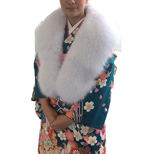 着物 和装 振袖 ショール ストール シャドー フォックス 大判 SAGA 白 FS0045