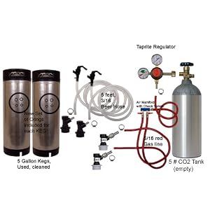 Cornelius Homebrew Kegerator Kit Dual Keg Basic Kit with 5#CO2 and Kegs