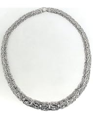 Graduated White Gold Byzantine Necklace 20"