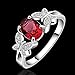 NYKKOLA Silver Beautiful Ruby Diamond Fashion Band Ring for Women Lady Lovers