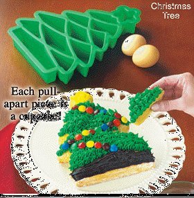 See Christmas Tree Take-Apart Silicone Cake Baking Pans for Cakes, Muffins, Gelatins, Cupcakes and More! Looks Like One Cake!