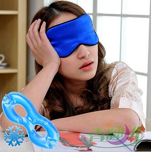 FirstSilk -- Silk Eye Sleep Mask with Gel Hot / Cold Pain Relief Mask Eye Pillow, Cold Therapy for Headache, Migraine, and Sinus Pain (Sapphire)