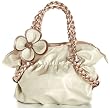 CANDICE Flower Soft Leatherette Metallic Weaved Double Handle Shoulder Bag Satchel Hobo Purse Handbag