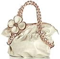 CANDICE Flower Soft Leatherette Metallic Weaved Double Handle Shoulder Bag Satchel Hobo Purse Handbag