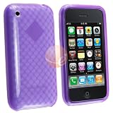 Clear Purple Patterned Rubber Silicone Skin Case Cover for Apple iPhone \ iPhone 3G