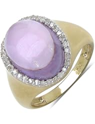 6.73 Carat Genuine Amethyst and 0.17 ct. t.w. Carat Genuine Diamond Accents 14k Gold Plated Silver Ring