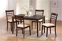 Hot Sale 5pc Contemporary Cappuccino Finish Dining Table and Chair Set