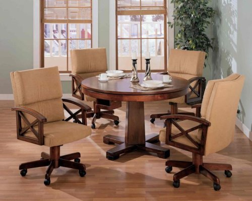 Three-in-One Solid Oak Wood Bumper Pool Table and Chairs Set