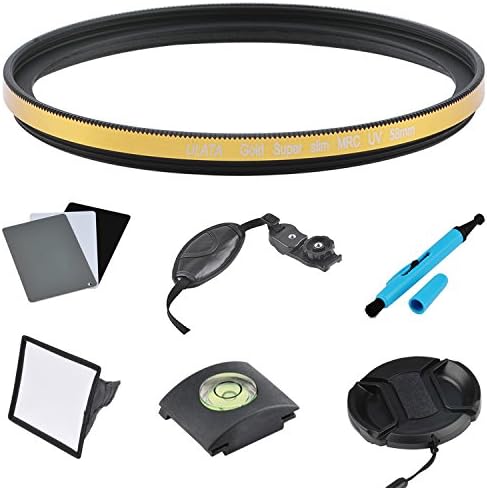 ULATA 58mm UV Filter Kit Lens Protector Super Slim MRC UV Filter For Canon EOS 600D 550D 450D 350D Rebel T4i T3 T3i T2i T1i 18-55 Gold