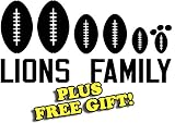 20" x 8.5" Lions Football Family Vinyl Sticker Decal [Die-cut, White] + with Free Football Pencil