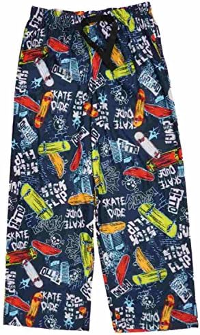 Jelli Fish Kids Boys Blue Skateboard Themed Flannel Sleep Pants Pajama Bottoms