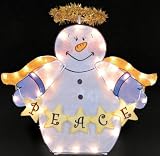 24 Snowman Angel With Peace Sign Lighted Gel Christmas Yard Art