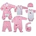 Hudson Baby 6-Piece Sweet Baby Layette Set - Pink, 3-6 Months