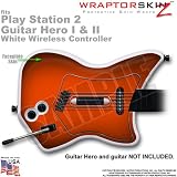 PS2 Guitar Hero I & II White Wireless Controller Skin Colorburst Orange by WraptorSkinz TM (GUITAR NOT INCLUDED)