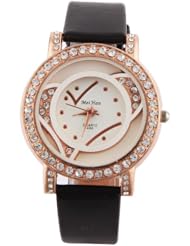 Yesurprise New Quartz Fashion Rose Gold Crystal Case Weave Leather Bracelet Girl Woman Wrist Watch Gift Black