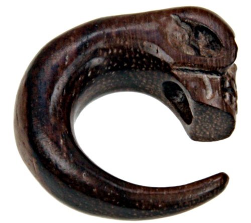 Childrens Toyshop  Jewelry : HAND CARVED WOOD PLUG BROWN SKULL 0g - Sold Individually