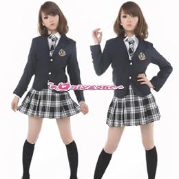 AKB風ブラックチェックスカートブレザー制服コスプレ63 L