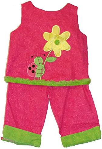 PICTURE ME Girls 2T Ladybug Floral Tunic Shirt and Dot Capri Set
