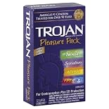 Trojan Condoms, Premium Latex, Lubricated, Pleasure Pack, 12 ct.