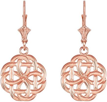 Celtic Earrings14k Rose Gold Triquetra Celtic Trinity Dangle Earrings