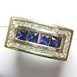 14K Yellow Gold Sapphire and Diamond Man's Ring