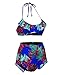 Hilor Women's Floral Halter Bikini Top with High-Waisted Bikini Bottom Ruffle Two Piece Swimsuit Bikini Set