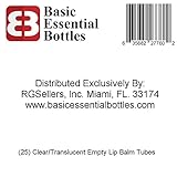 25 New 5.5ml (3/16oz) Empty Lip Balm Containers Tubes by Basic Essential Bottles (Clear)