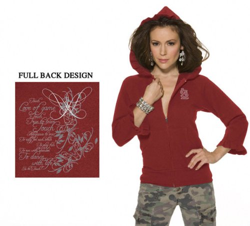 St. Louis Cardinals Women's Full Zip Ruffled Hoody - by Alyssa Milano